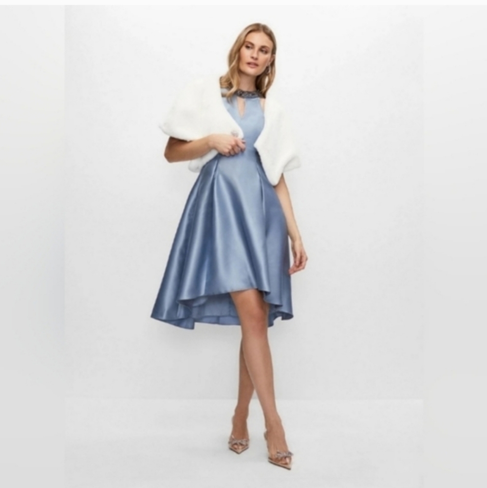 Elegant Blue Satin Dress Size 10
